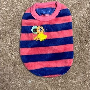 Pink and Blue Striped Pet Sweatshirt with Flowers